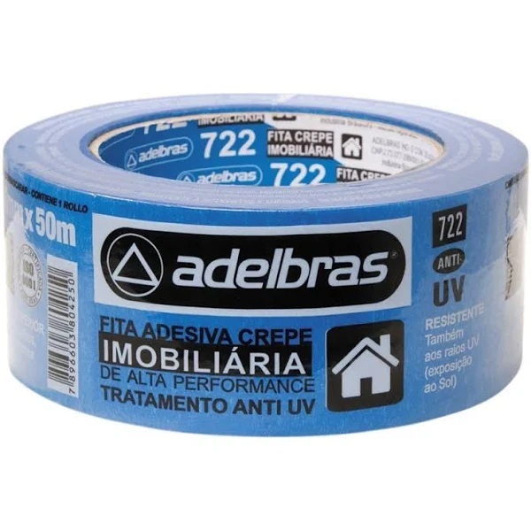 Fita Crepe Azul Imobiliaria 48mm X 50m Anti Uv 722 Adelbras